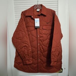 NWT Nike Womens orange Sportswear Essential Quilted Oversized Trench Coat Size M